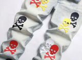 2023 brand new patch light skull head bone chemist tie dyed jeans cotton denim pants comfort casual skinny jeans 32 44 266 unique jeans style 5738