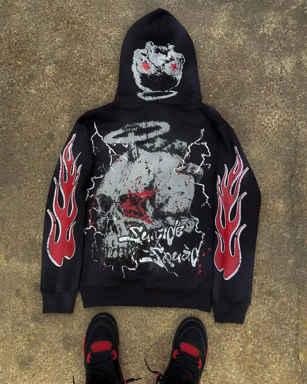 Cyberpunk Shirt – Harajuku Skull Print Hoodies Women Graphic Y2K Top Oversized – Streetwear Fashion for Men & Women