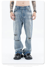 Destroy straight-leg wide jeans