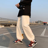 preppy style letter embroidery straight men baggy tracksuit pants y2k clothes sweatpants male drawstring casual long trousers relaxed fit joggers