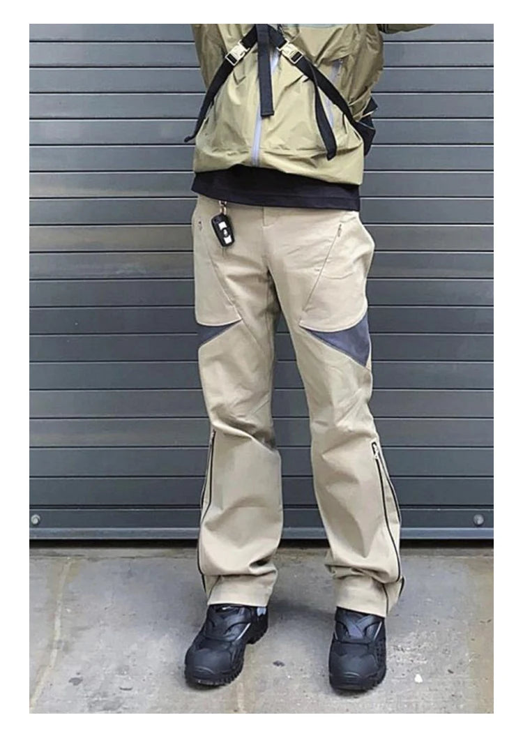 hip hop pants retro cargo straight pants mens patchwork side zipper harajuku streetwear joggers men casual loose cotton trousers unique joggers style 1910