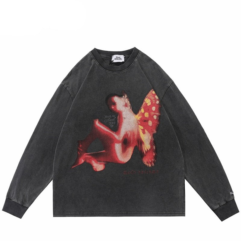 "Red Effect" Unisex Men Women Streetwear Graphic Sweatshirt Daulet Apparel