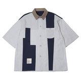 2023 Summer New Light Luxury Fashion Tooling Short-sleeved Shirt Men Loose Couple Casual Striped Shirt Boutique Clothing