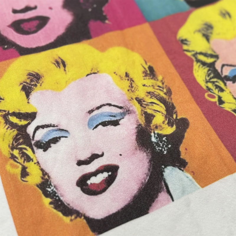 Y2K oversized shirt featuring vintage summer monroe portrait print streetwear hip pop style high street white tops t shirt