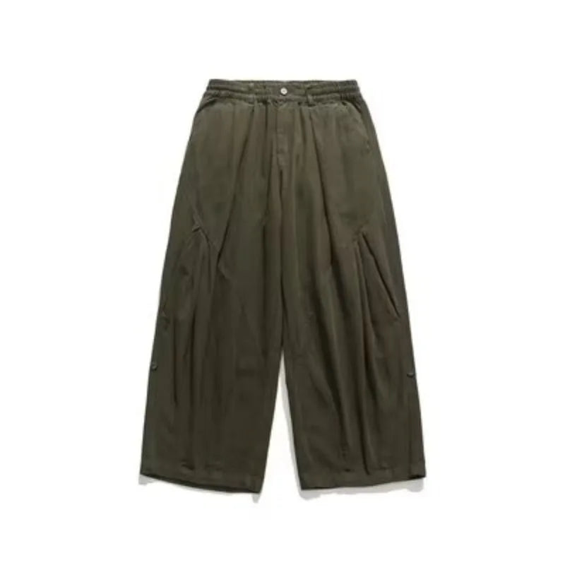 winter 2024 japanese college set mens vintage stand collar cotton jacket casual wide leg pants 2 piece suits male street 2 pcs unique default style 4737