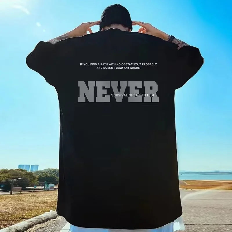 Gothic Aesthetic drop – High Street Letter Never Printed Male T Shirt Summer Cotton
