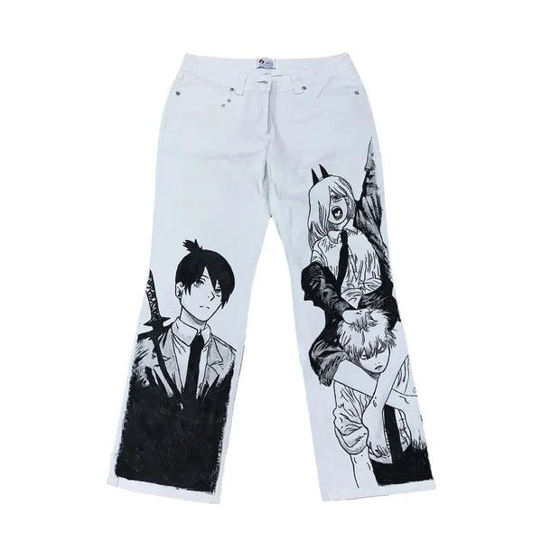 harajuku japanese anime style streetwear y2k jeans for men wide trouser graphic new women high waist jeans wide leg jeans pants urban skinny jeans
