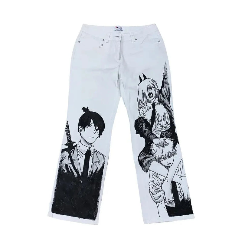 harajuku japanese anime style streetwear y2k jeans for men wide trouser graphic new women high waist jeans wide leg jeans pants urban skinny jeans