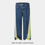men streetwear fashion side splice hip hop loose casual wide leg straight baggy jeans pant cityboy jeans pants trousers unique jeans style 2628