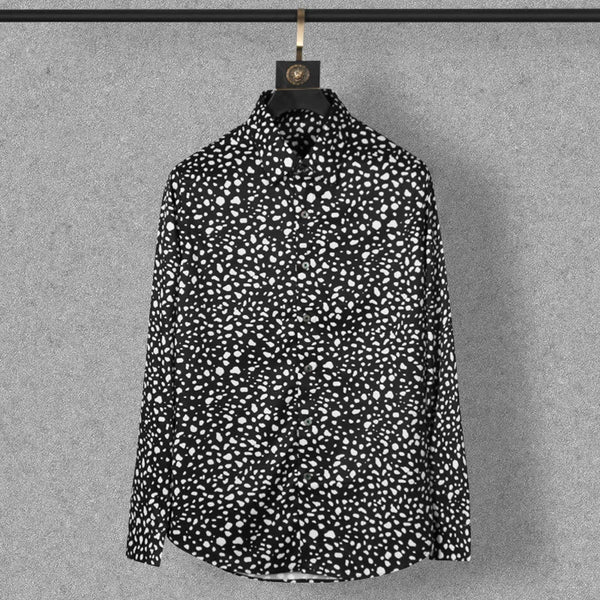 New 2021 Men 3D luxurious Wave point Polka dots Print Fashion Silk Casual Shirts Shirt high Pocket Long-sleeves S 2XL #A160
