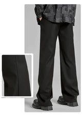 extended length edition men streetwear fashion hip hop vibe straight black pant casual business suit long pants trousers unique default style 1750