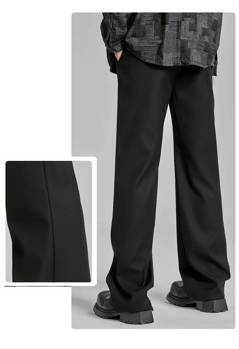 extended length edition men streetwear fashion hip hop vibe straight black pant casual business suit long pants trousers unique default style 1750