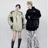 Original American Retro Fashion Brand Suede Pu Leather Jacket Stitchin