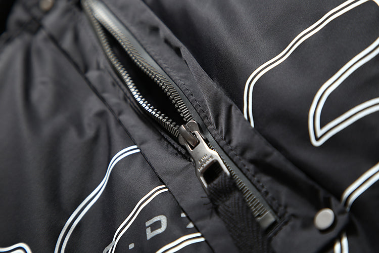 Men Hooded Down Jacket Winter Casual Letter Printed Parkas Streetwear Warm Black Zipper Jackets Harajuku Fashion Duck Down Coats
