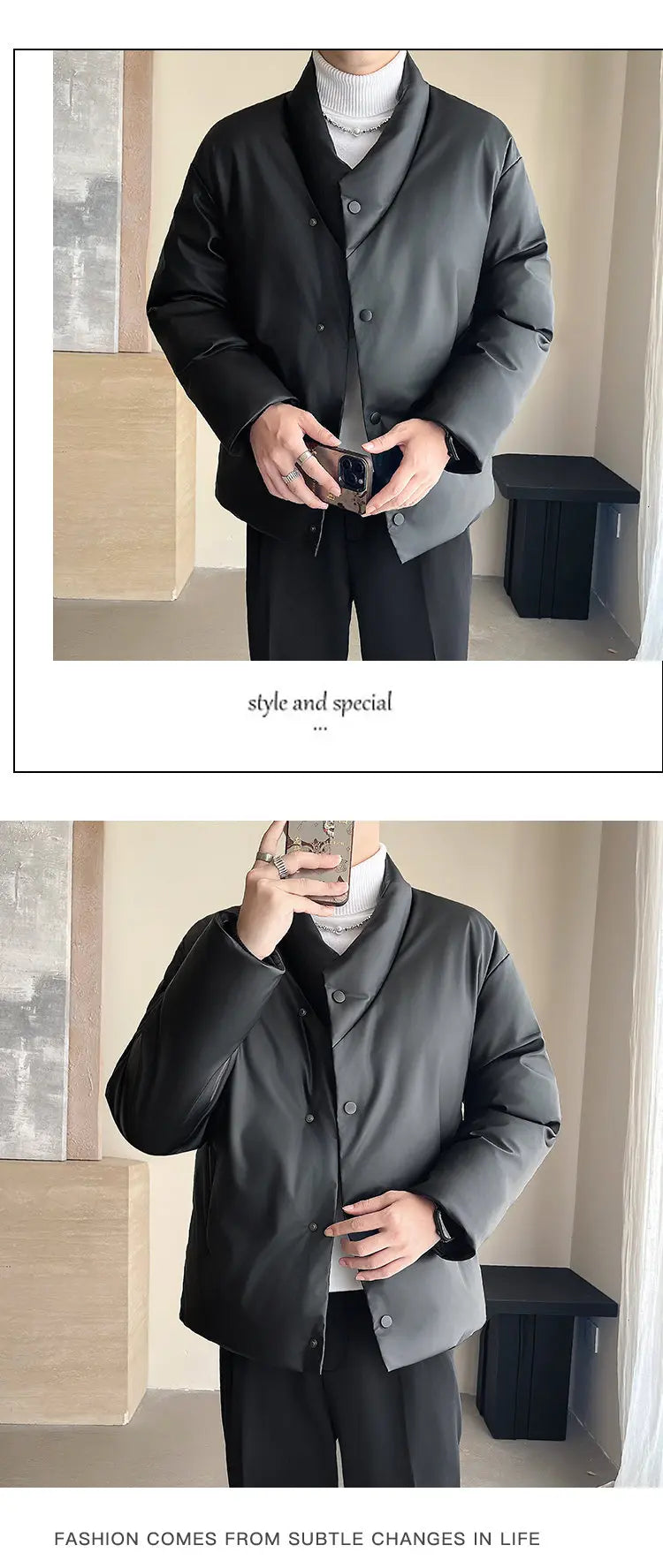 Winter Leather Jacket Men Korean Streetwear Fashion Loose Casual Business Retro Leather Padded Cotton Parkas Jacket Warm Coat