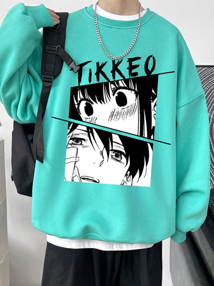 Autumn Japanese Anime Fashion Men Sweatshirt Graphic Fleece Y2K Clothes