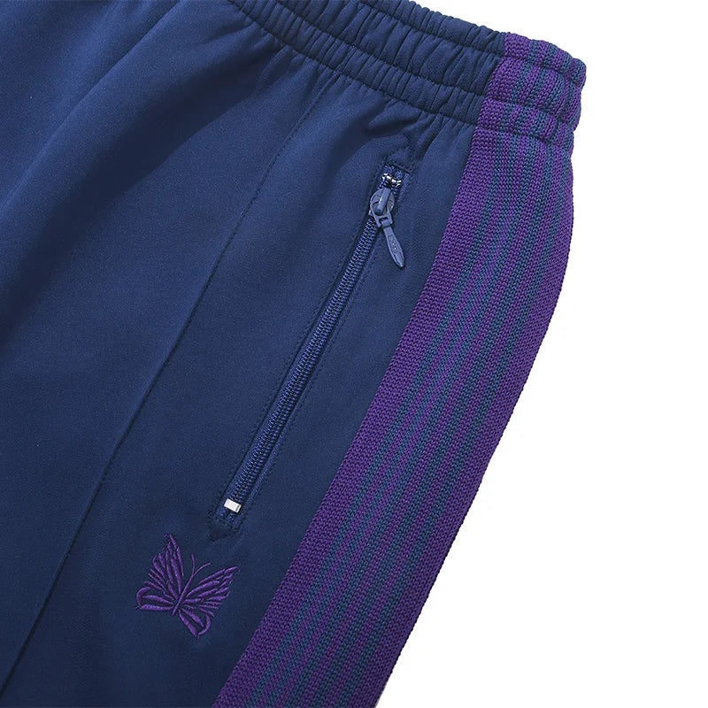 new lake green pants men woman trend loose casual pattern embroidery side edge weaving stripe joggers sweatpants unique joggers style 5406