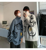 grunge knit pullover for fall and winter, oversized aesthetic with urban style, mens fashion layer for modern streetwear coll