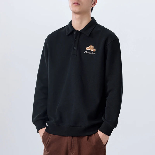 Men Embroidery Fashion Loose Casual Pullover Sweatshirt Spring Autumn