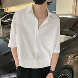 2023 Summer New Light Luxury Fashion Korean Shirt Men Short-sleeved Casual All-match Shirt Boutique Clothing Simple Style