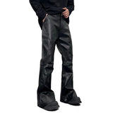 men streetwear fashion hip hop punk gothic vibe casual leather bell bottoms pant man boyfriend flared trousers urban fashion pants