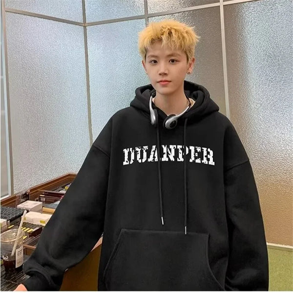 Autumn Mens Goth Letter Printed Pullover Hoodies Y2K Streetwear Fashio