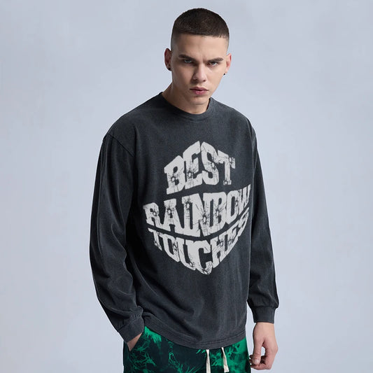Harajuku Streetwear – Rainbowtouches Washed Men Long T Shirt Vintage Fashion Funny – Edgy Streetwear for All Genders
