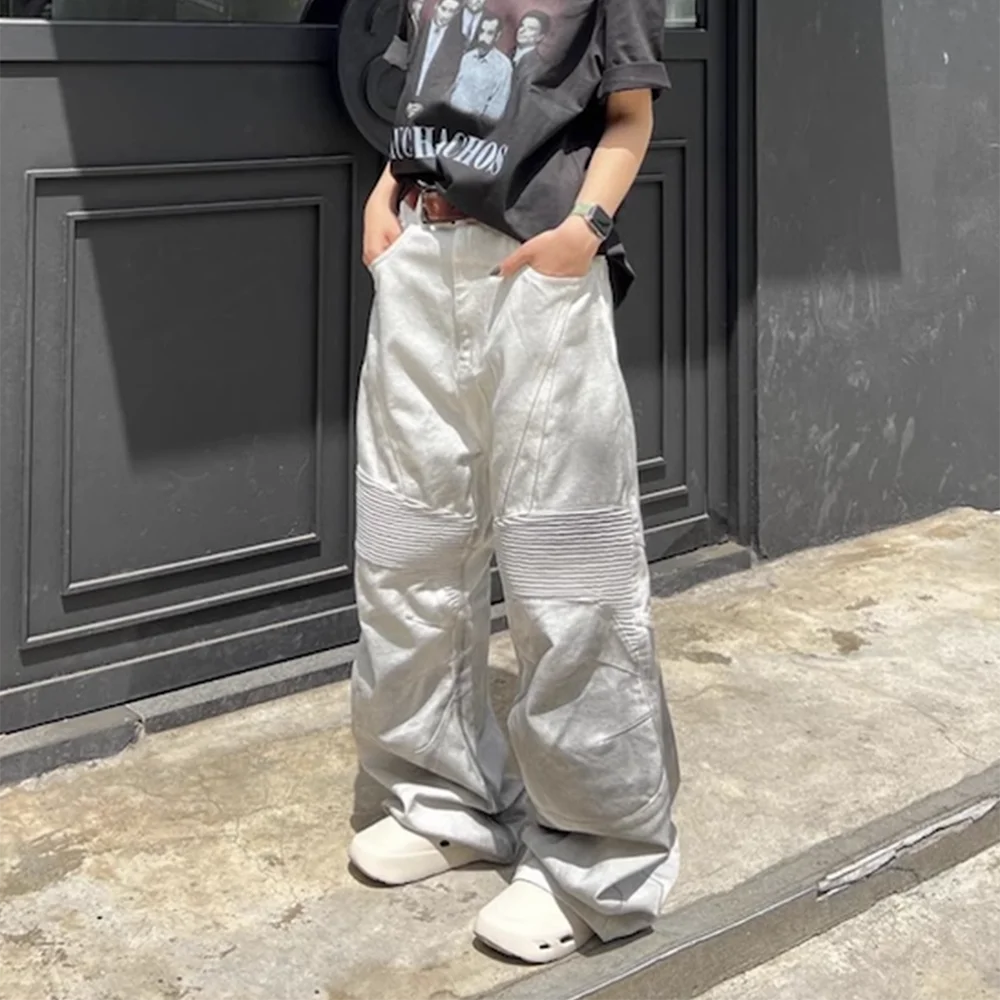 dirty dyed patchwork wide leg baggy jeans for men and women straight y2k ropa hombre denim trousers oversized casual cargo pants 1 multi-pocket cargos
