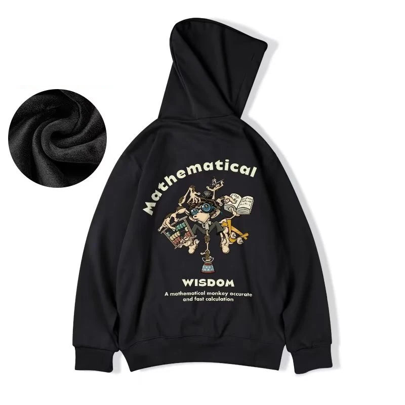 Autumn Men Funny Wisdom Monkey Graphic Print Hooded