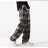 new mens y2k plaid casual baggy trousers autumn korean fashion straight woolen pants y2k vintage streetwear pantalones hombre unique default style 411