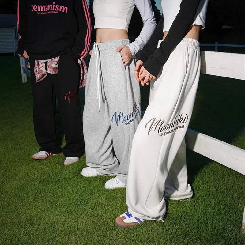 american fashion letter hip hop wide leg pants mens y2k streetwear baggy straight pantalones hombre new gym sports trousers menswear bottoms