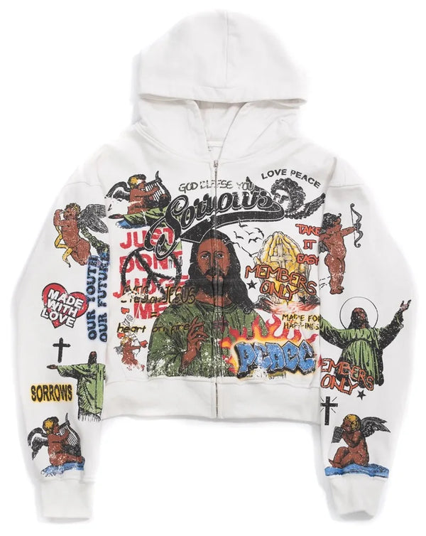 2024 Y2K High Street Cartoon Anime Print Oversized Hoodie Women Fashio