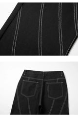 fashion design lines denim jeans mens zipper loose straight trousers hip hop new casual streetwear pants joggers baggy jeans unique joggers style 1469
