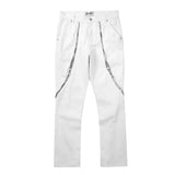 high street black white straight zipper becomes slightly flared denim jeans harajuku casual hip hop cashew flower jeans for men denim street jeans