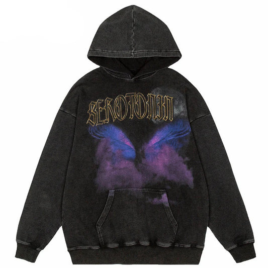 Oversize Hoodie Hip Hop Washed Sweatshirt Men Streetwear Painting Grap