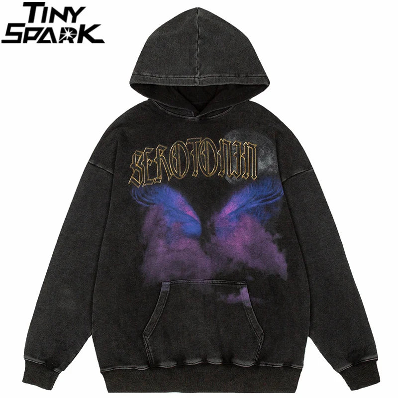 Oversize Hoodie Hip Hop Washed Sweatshirt Men Streetwear Painting Grap