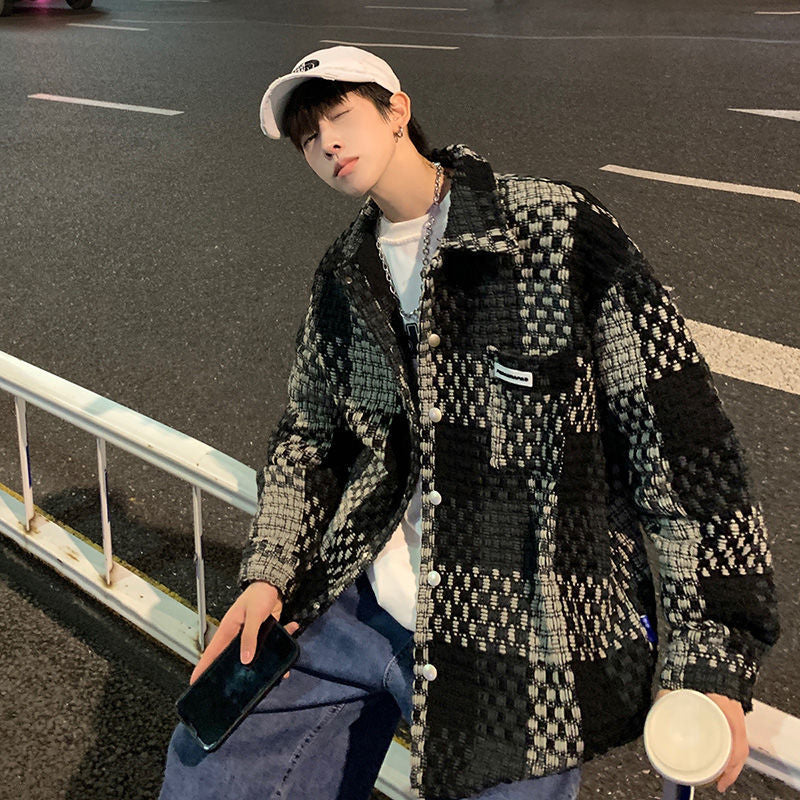 checkered varsity bomber, modern streetwear - oversized graphic apparel for edgy looks