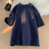 Gothic Oversized shirt – Korean Style Solid Color Short Sleeved Men Summer Japanese S