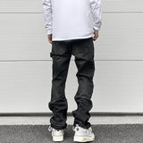 patchwork design denim flare jeans pants men casual zipper straight biker trousers jeans fashion streetwear hip hop jean joggers streetwear sweatpants