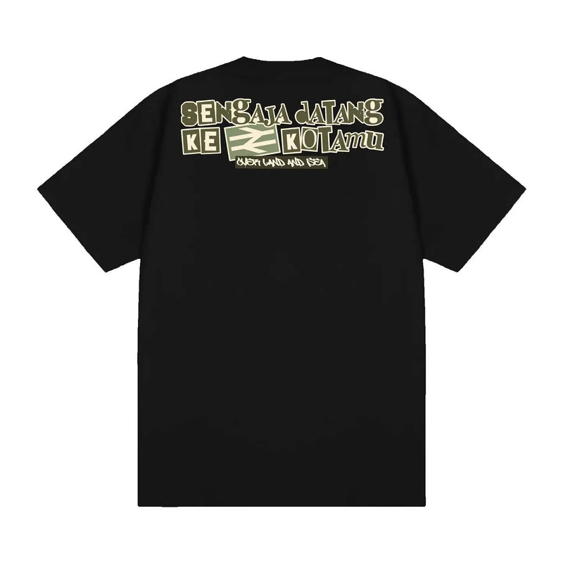 Skatercore Throwback Tee – Retro Tag Font Flame Patch