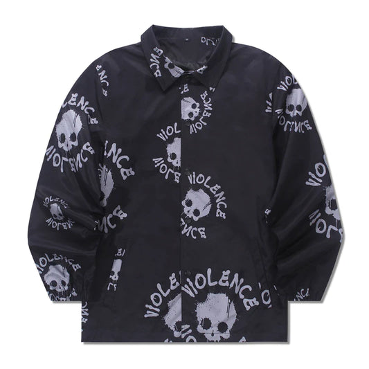 Rainbowtouches Skull Coaches Jacket Men Long Sleeve Tops Turn Down