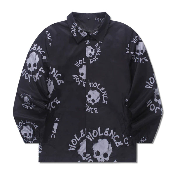 Rainbowtouches Skull Coaches Jacket Men Long Sleeve Tops Turn Down