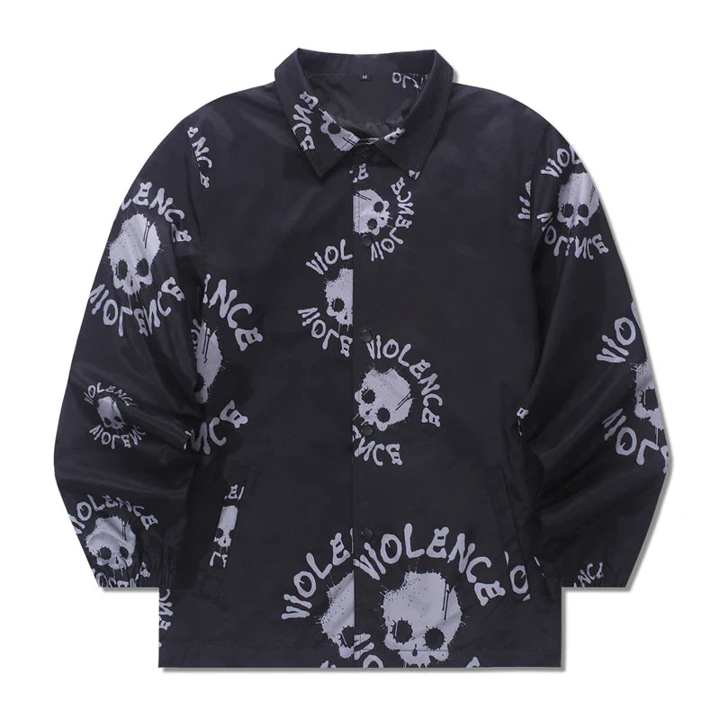 Rainbowtouches Skull Coaches Jacket Men Long Sleeve Tops Turn Down
