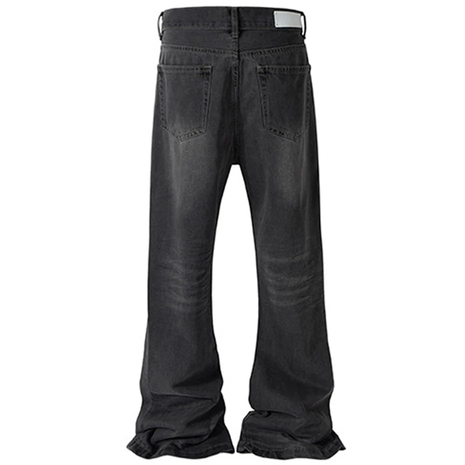 mens black slim flared jeans hi street fashion luxury designer jeans trousers male denim pants unique jeans style 5543