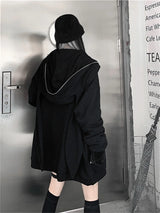 Autumn Winter Emo Bunny Hoodie Women Zip Up Kawaii Sweatshirt Rabbit E