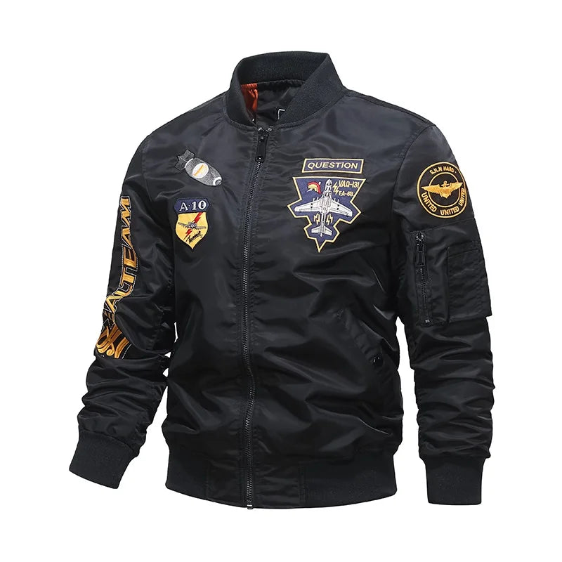 image 3b050a design graphic streetwear casual high mens-spring-and-autumn-thin-army-green-black-yellow-motorcycle-pilot-baseball-uniform-sports-jacket-mens-hip-hop-style-jacket essential style style premium everyday wear print fit material unisex urban quality - oversized fashion hop hip streetwear design ID b9b97