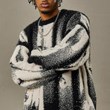 oversized knit pullover, fall/winter fashion, soft knit pullover with flame design, y2k fashion statement
