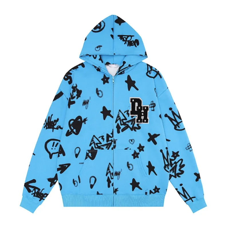 glitchcore tribal flames featuring rainbowtouches hoodies mens streetwear for men pattern printed hip hop high street coat cotton vintage superior quality black