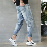 2023 autumn new light luxury fashion jeans men casual trousers korean version all match boutique clothing simple style unique jeans style 3978