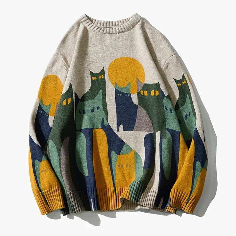 grunge oversized flame jumper built for warmth and edge, essential for winter street style, men’s streetwear clothing piece f